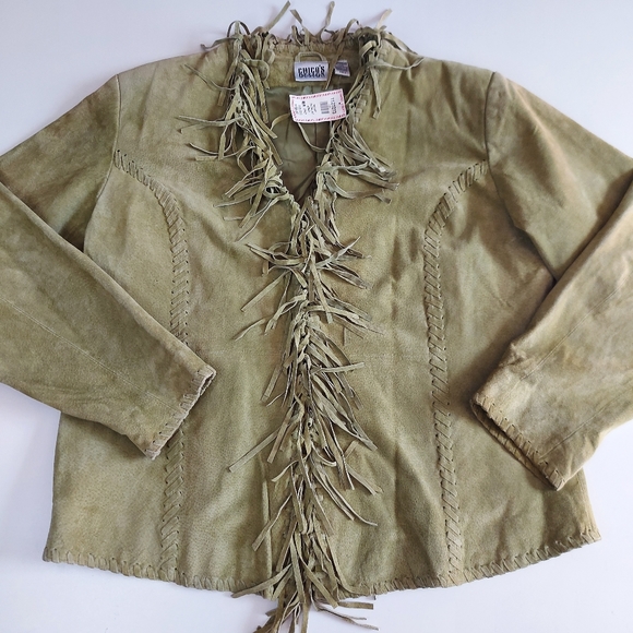 CHICO'S DESIGN Green Leather Jacket Size 3 ($198 New) - Picture 4 of 17